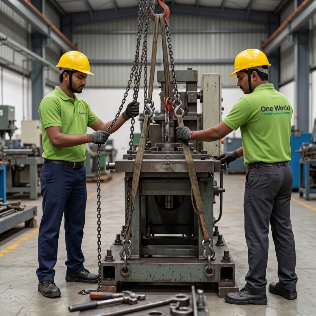 One World Logix team performing factory shifting services across India